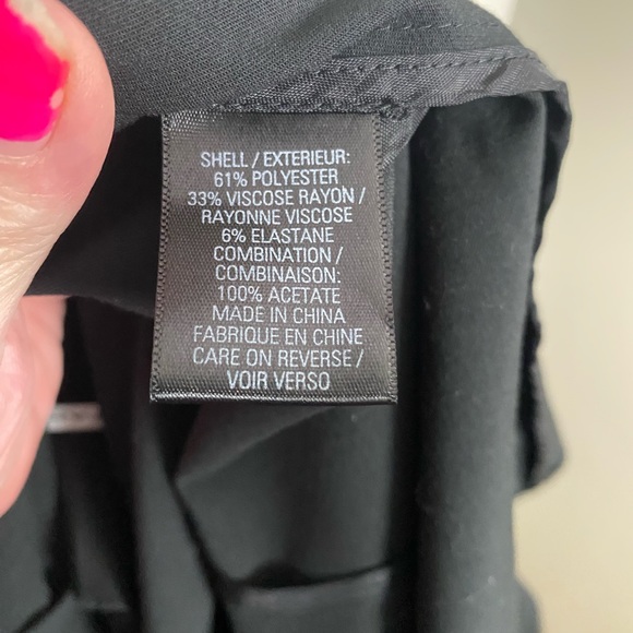 Tahari black jacket over sized collar eye hook closure waterfall front size S - Picture 7 of 8